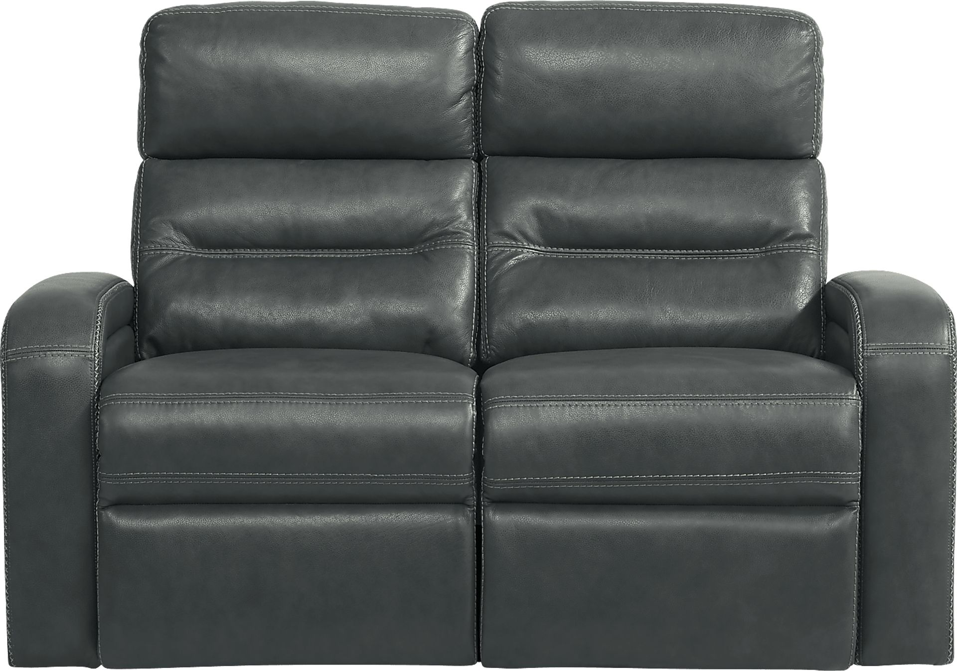 Sierra Madre Gray Leather Dual Power Reclining Loveseat - Image 2