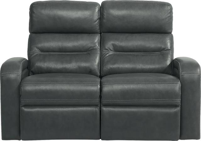 Sierra Madre Gray Leather Dual Power Reclining Loveseat - Thumbnail - Image 1
