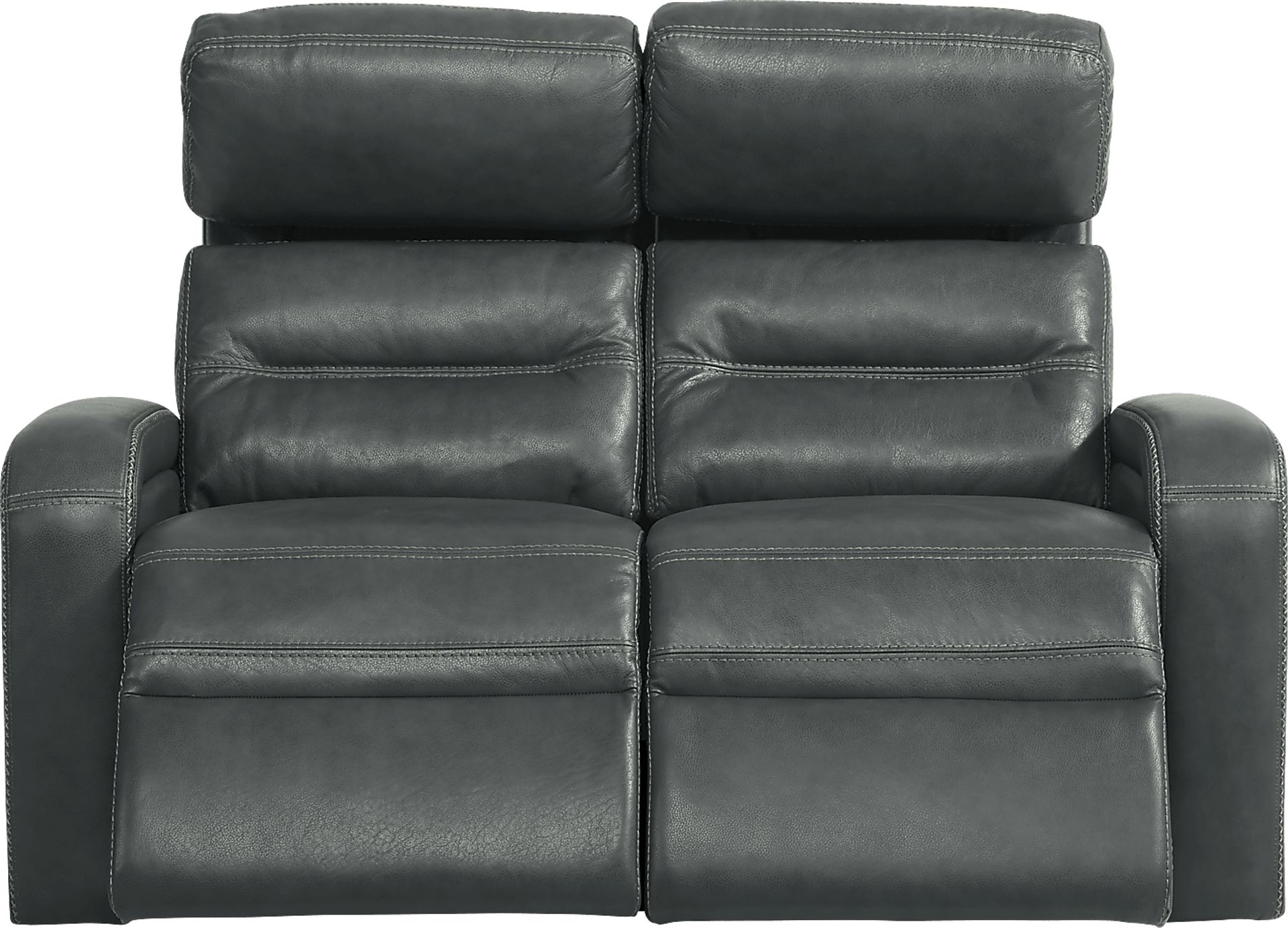 Sierra Madre Gray Leather Dual Power Reclining Loveseat - Image 2