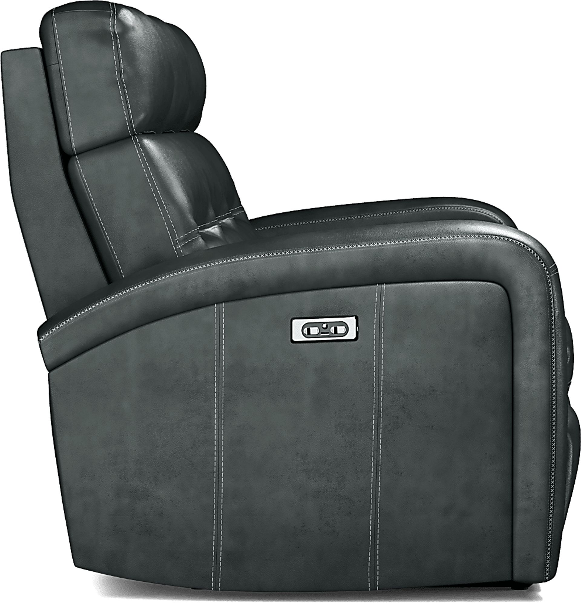 Sierra Madre Gray Leather Dual Power Reclining Sofa - Image 3