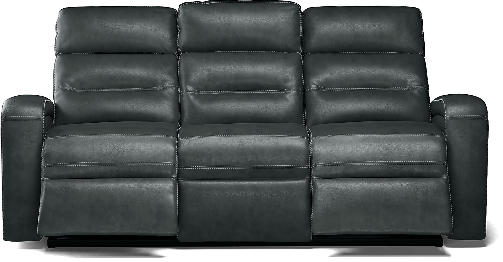 Sierra Madre Gray Leather Dual Power Reclining Sofa - Image 4