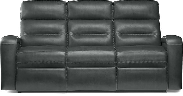 Sierra Madre Gray Leather Dual Power Reclining Sofa