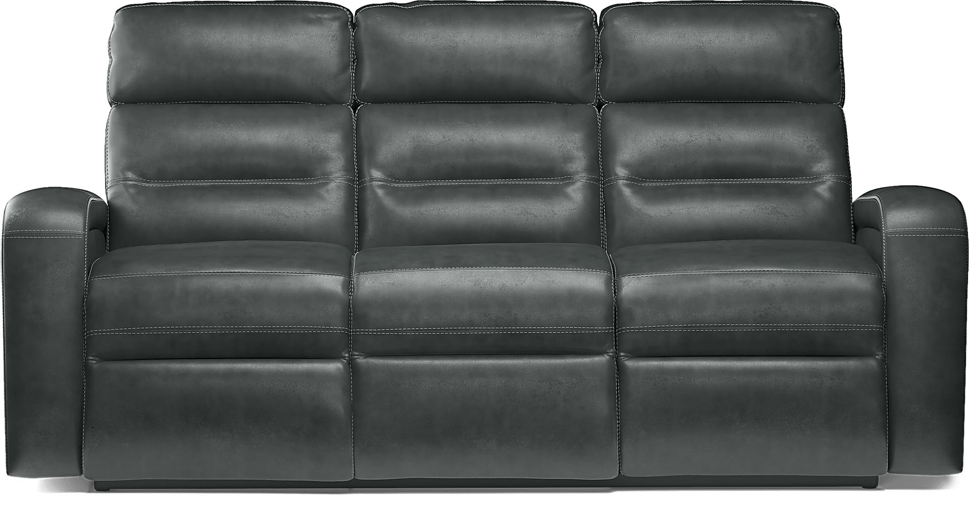 Sierra Madre Gray Leather Dual Power Reclining Sofa - Image 1