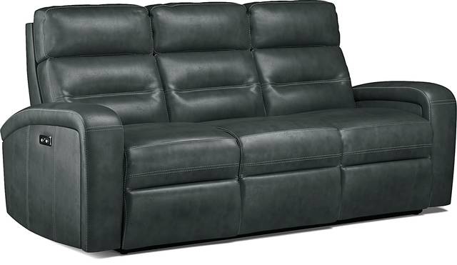 Sierra Madre Gray Leather Dual Power Reclining Sofa - Thumbnail - Image 2