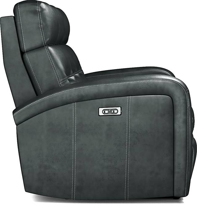Sierra Madre Gray Leather Dual Power Reclining Sofa - Thumbnail - Image 3