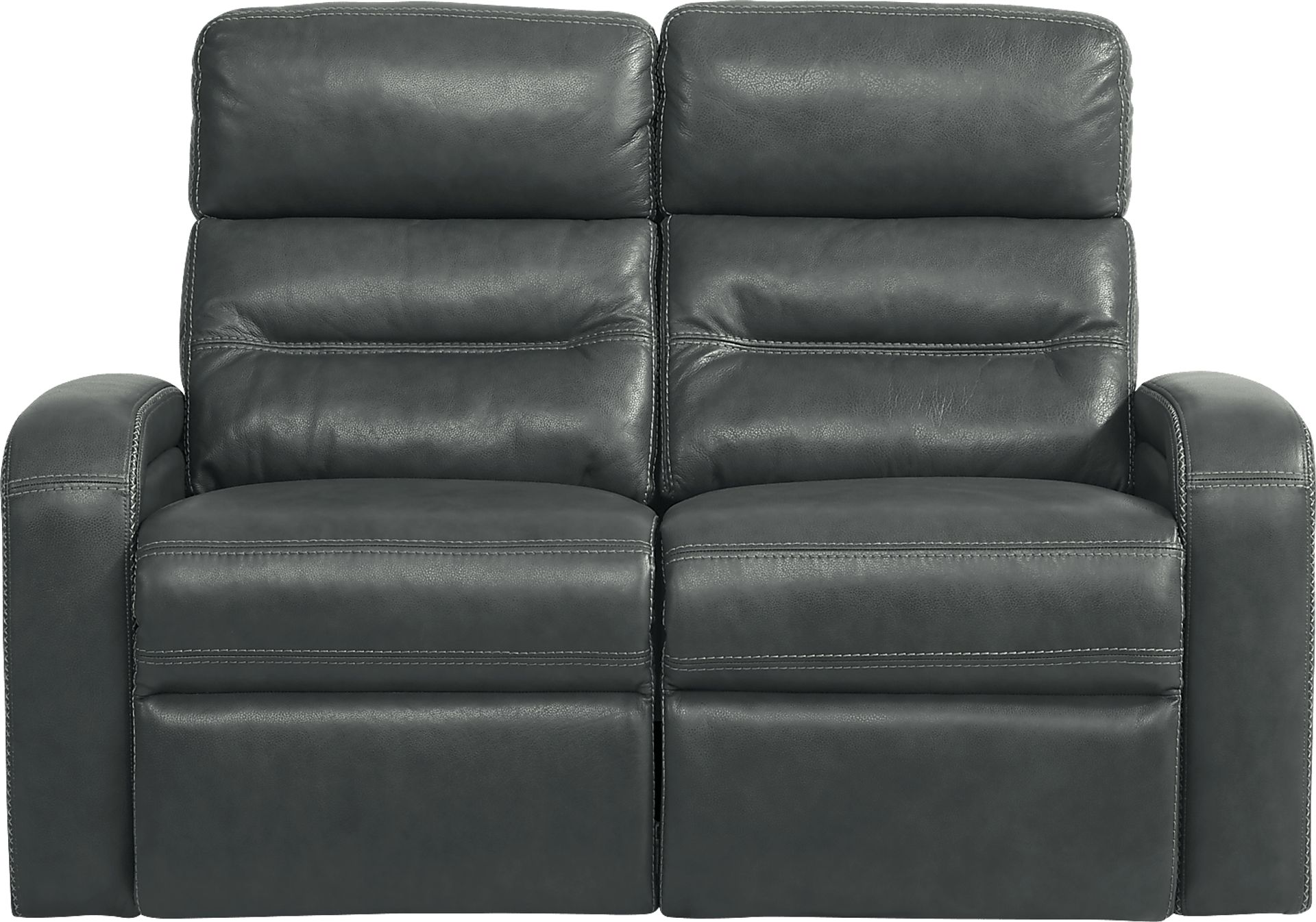 Sierra Madre Gray Leather 7 Pc Living Room with Reclining Sofa - Image 4