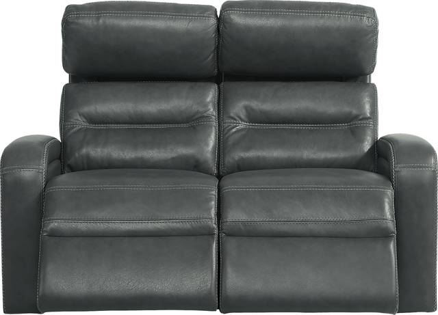 Sierra Madre Gray Leather 2 Pc Living Room with Reclining Sofa - Thumbnail - Image 8