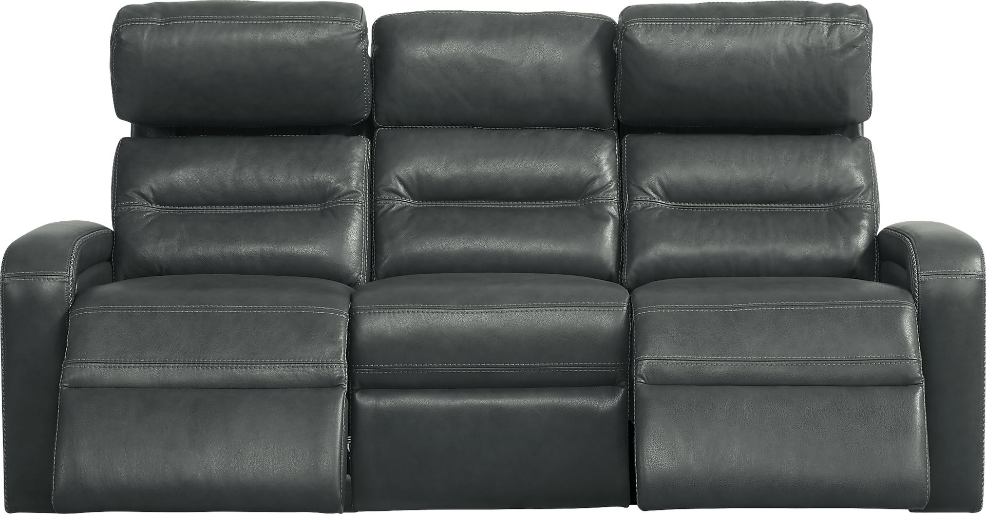 Sierra Madre Gray Leather Reclining Sofa - Image 5