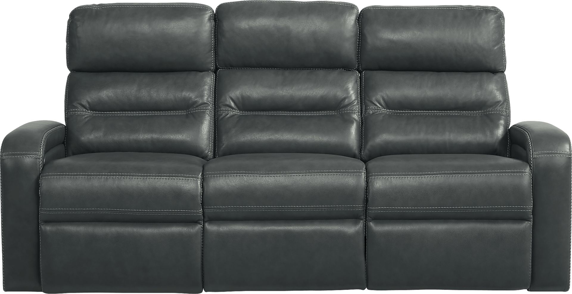 Sierra Madre Gray Leather 5 Pc Living Room with Reclining Sofa - Image 4