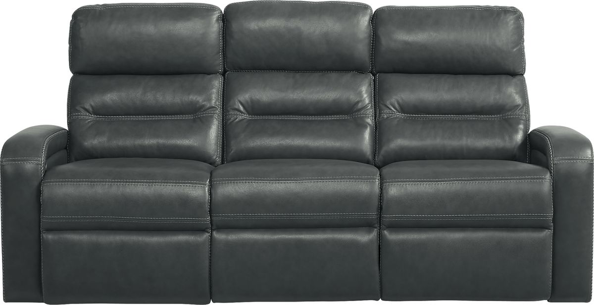 【ree-mama】 Sierra Madre 5 Pc Gray Leather Non-Power Reclining Living Room Set
