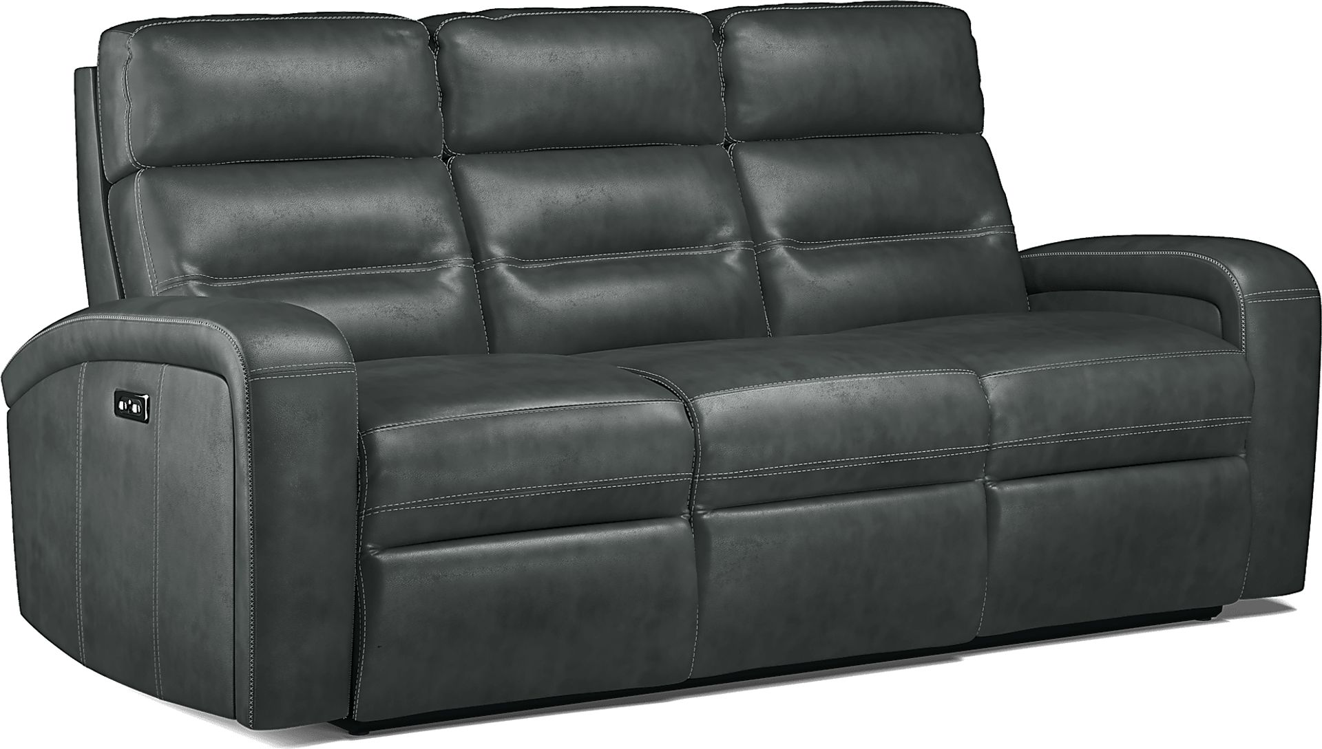 Sierra Madre Gray Leather 3 Pc Living Room with Reclining Sofa - Image 3