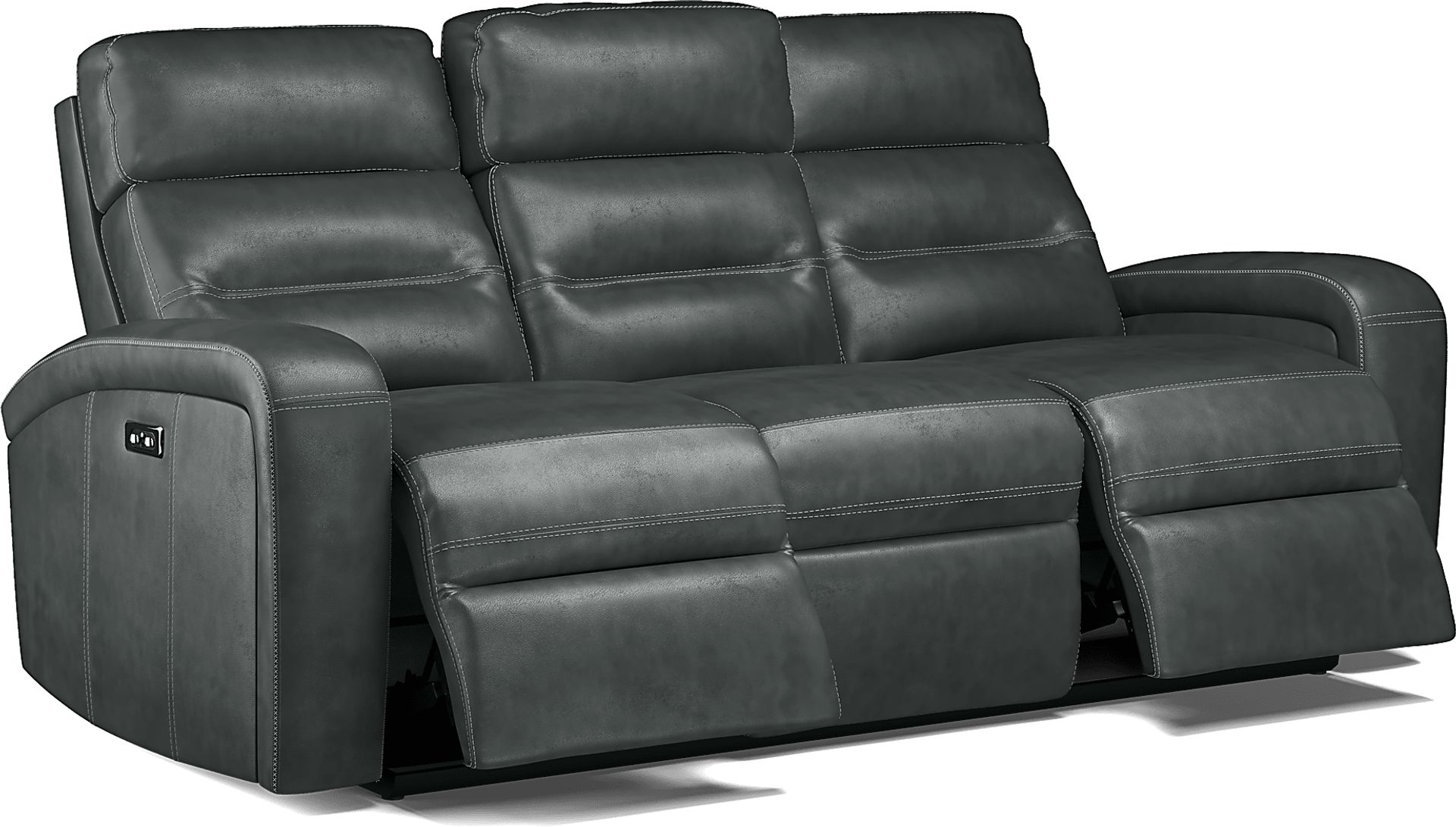 Sierra Madre Gray Leather 3 Pc Living Room with Reclining Sofa - Image 6