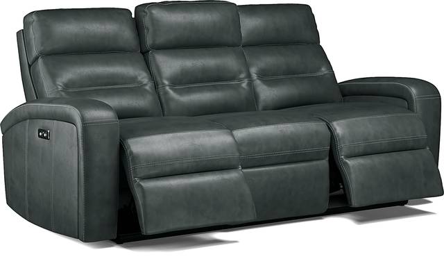 Sierra Madre Gray Leather 2 Pc Living Room with Reclining Sofa - Thumbnail - Image 6