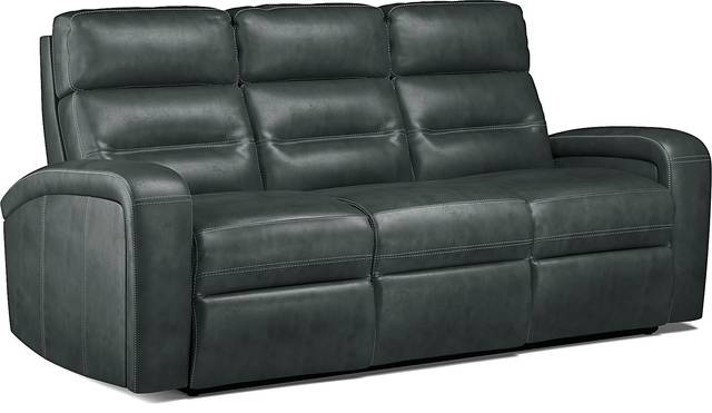 Sierra Madre Gray Leather Reclining Sofa - Thumbnail - Image 3