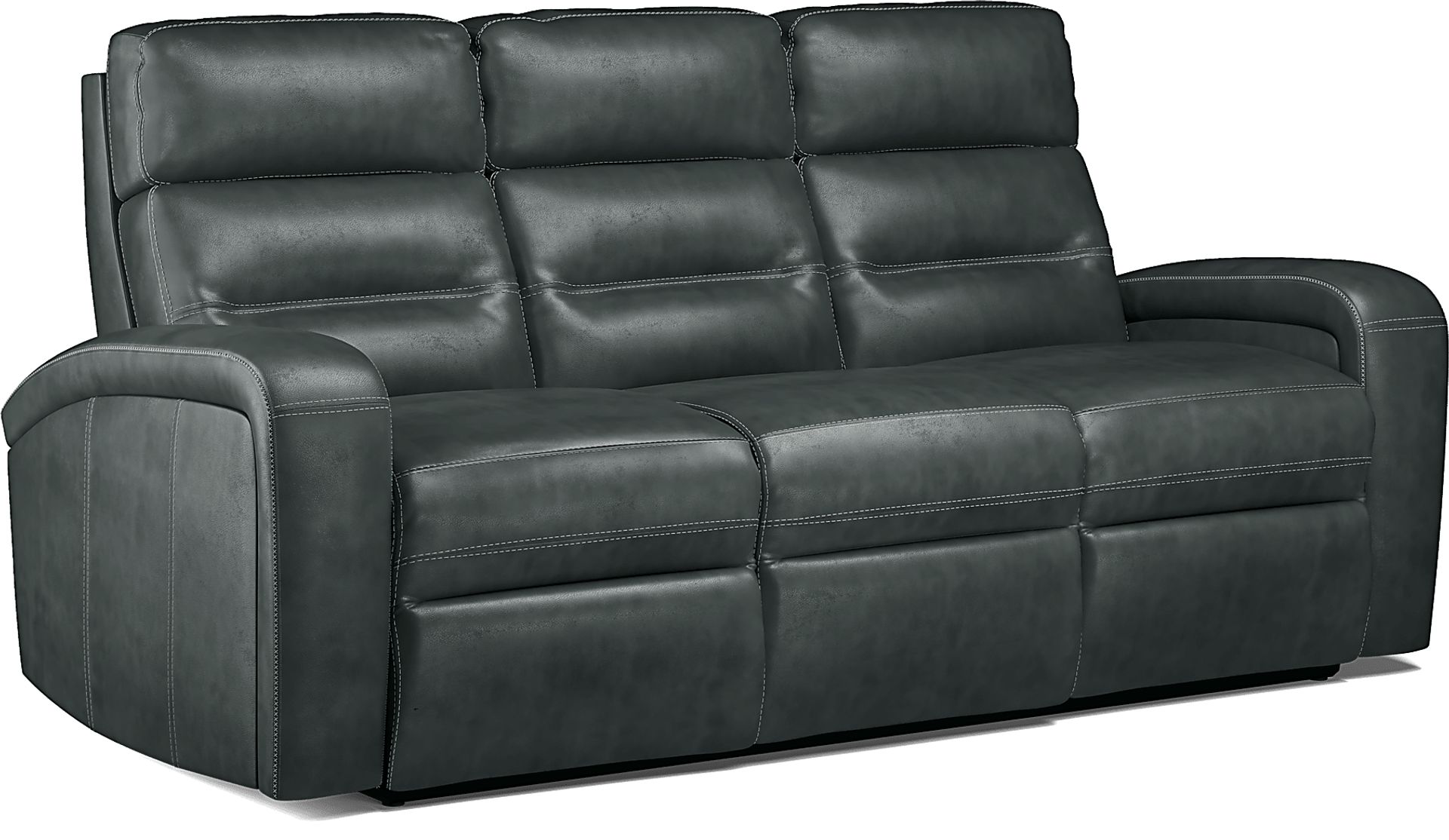 Sierra Madre Gray Leather Reclining Sofa - Image 3