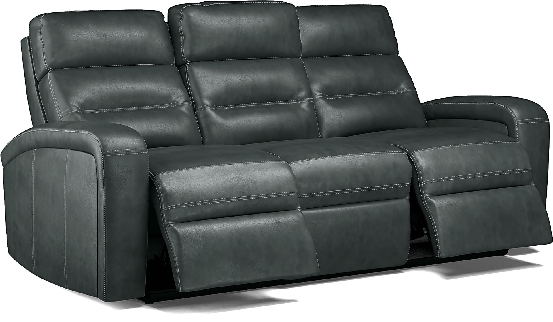 Sierra Madre Gray Leather Reclining Sofa - Image 6