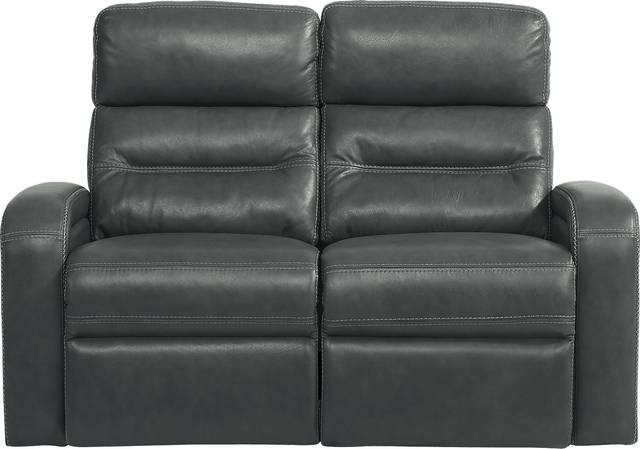 Sierra Madre Gray Leather 2 Pc Living Room with Reclining Sofa - Thumbnail - Image 7