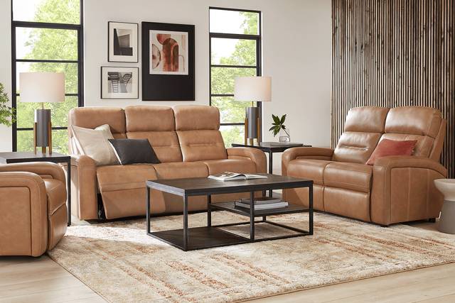 Sierra Madre Saddle Leather 6 Pc Living Room with Reclining Sofa - Thumbnail - Image 1