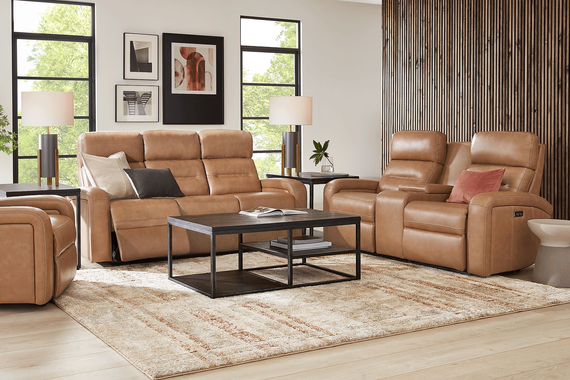 Sierra Madre Saddle Leather 7 Pc Dual Power Reclining Living Room with Reclining Sofa - Image 1