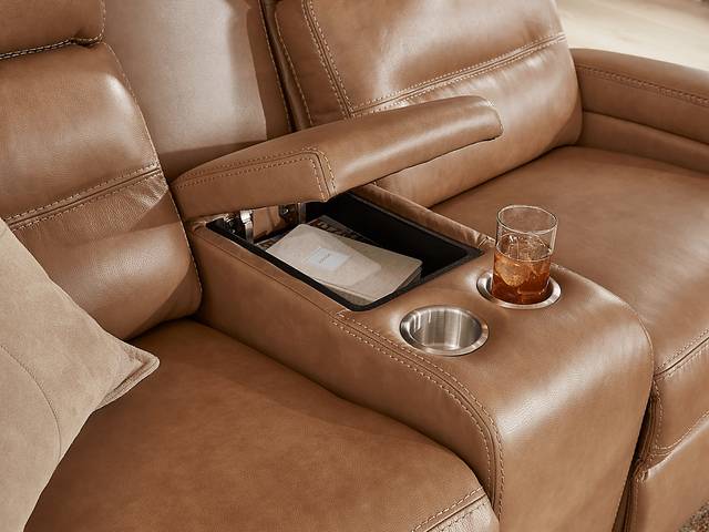 Sierra Madre Saddle Leather Dual Power Reclining Console Loveseat - Thumbnail - Image 3
