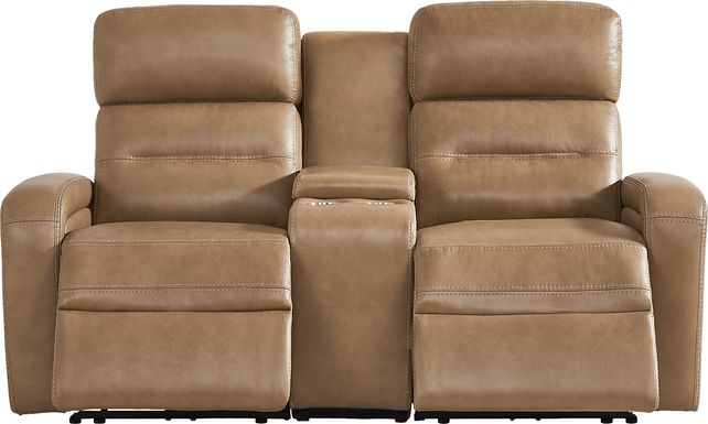 Sierra Madre Saddle Leather Dual Power Reclining Console Loveseat