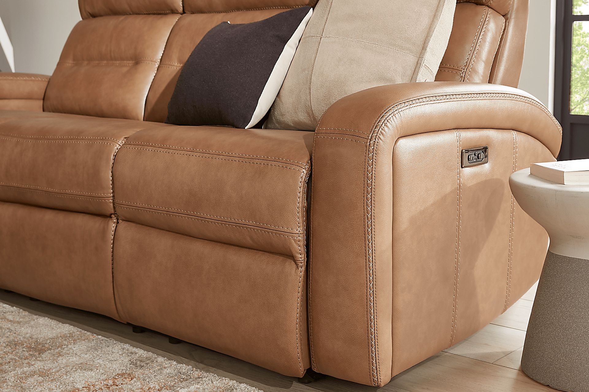 Sierra Madre Saddle Leather Dual Power Reclining Sofa - Image 6
