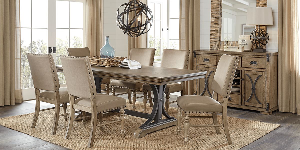 Sierra Vista 5 Pc Driftwood Light Wood Dining Room Set With Dining ...