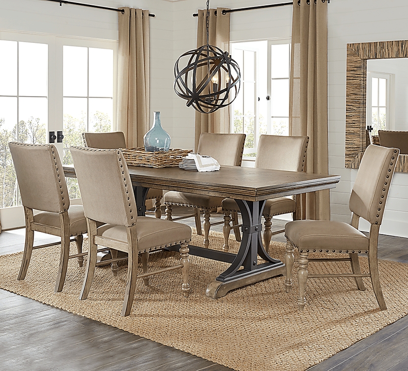 Sierra Vista 5 Pc Driftwood Light Wood Dining Room Set With Dining ...