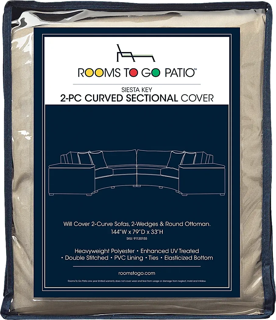 Siesta Key Beige Outdoor 2 Pc Curved Sectional Cover Rooms to Go