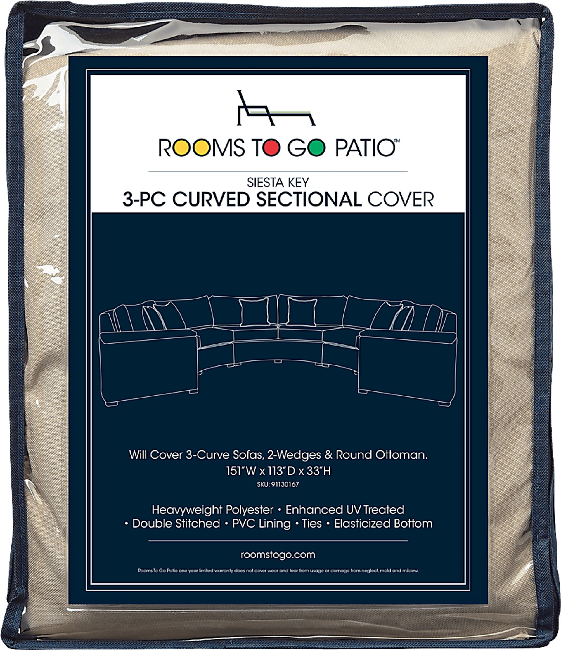 Siesta Key 3 Pc Patio Curved Sectional Cover - Image 1
