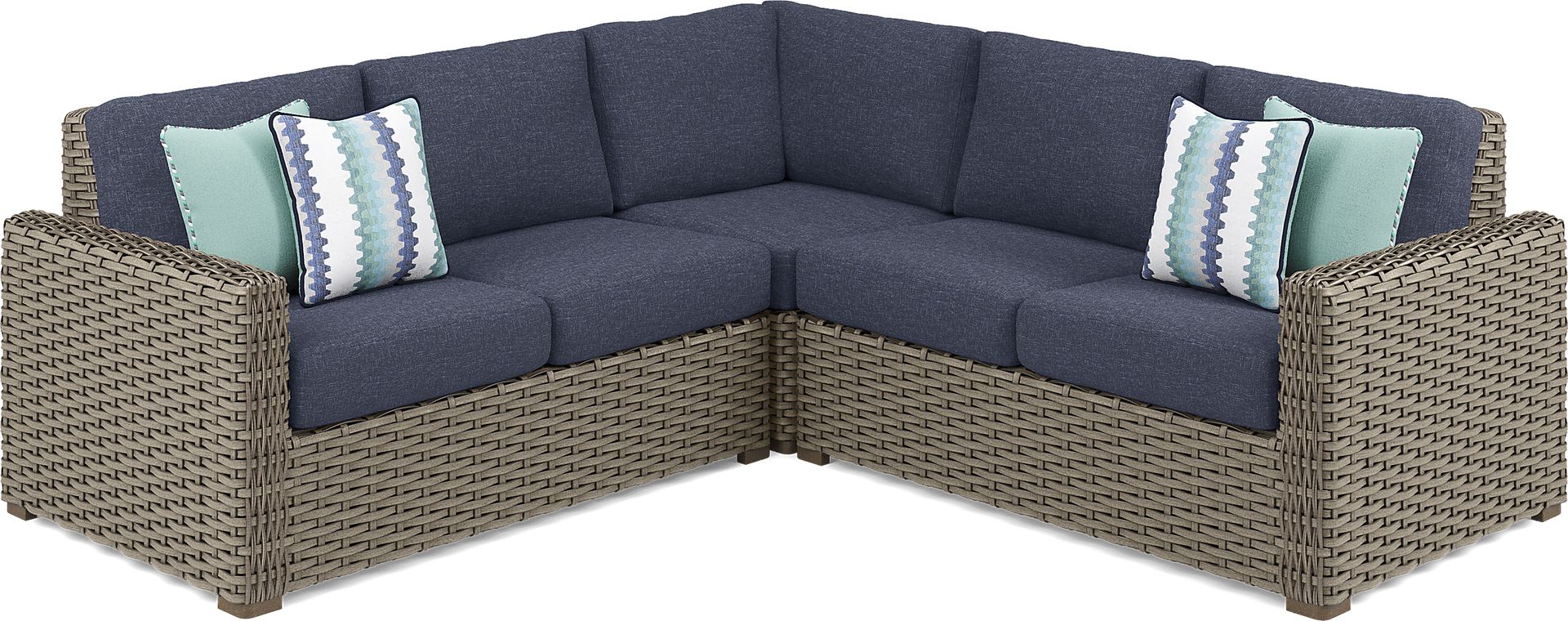 Siesta Key Driftwood 3 Pc Outdoor Sectional with Ink Cushions - Image 3