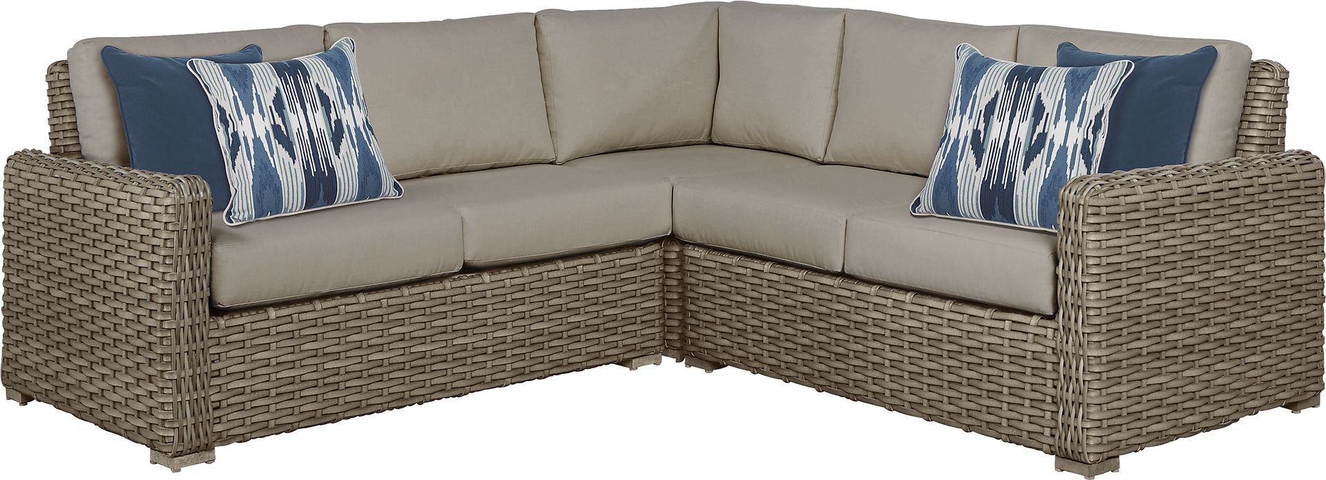 Siesta Key Driftwood 3 Pc Outdoor Sectional with Sand Cushions - Image 1