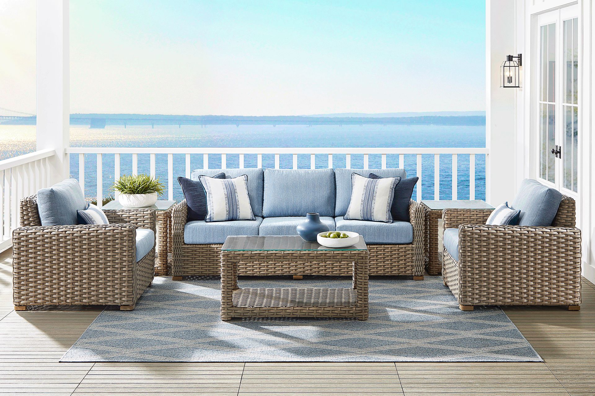 Siesta Key Driftwood Outdoor Sofa with Steel Cushions - Image 2