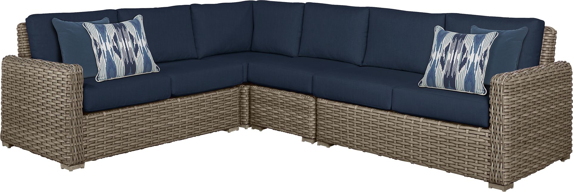 Siesta Key Driftwood 4 Pc Outdoor Sectional with Ink Cushions - Image 1