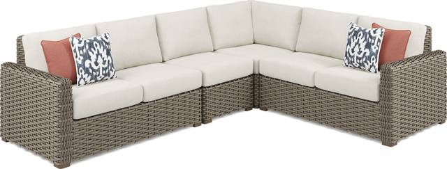 Siesta Key Driftwood 4 Pc Outdoor Sectional with Desert Cushions - Thumbnail - Image 3