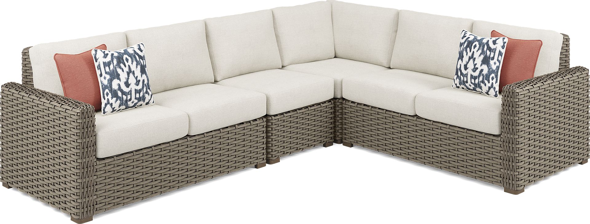 Siesta Key Driftwood 4 Pc Outdoor Sectional with Desert Cushions - Image 3