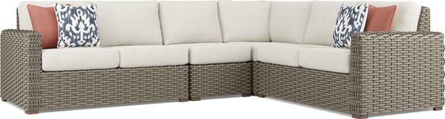 Siesta Key Driftwood 4 Pc Outdoor Sectional with Desert Cushions - Thumbnail - Image 1