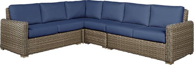 Siesta Key Driftwood 5 Pc Outdoor Seating Set with Indigo Cushions - Thumbnail - Image 3