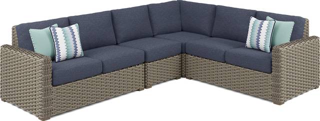 Siesta Key Driftwood 4 Pc Outdoor Sectional with Ink Cushions - Thumbnail - Image 3