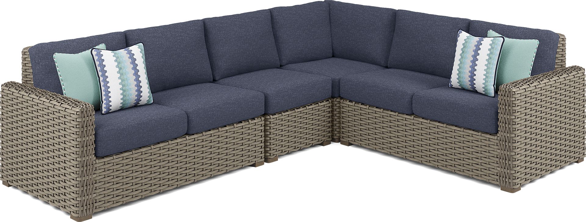 Siesta Key Driftwood 4 Pc Outdoor Sectional with Ink Cushions - Image 3