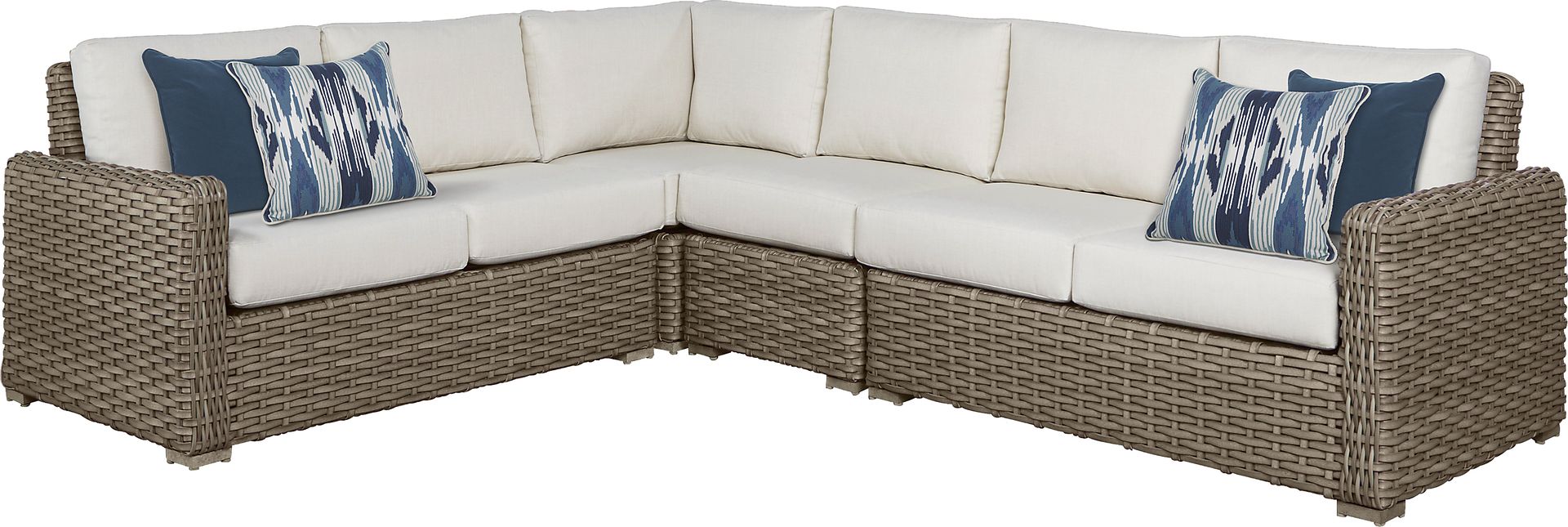 Siesta Key Driftwood 4 Pc Outdoor Sectional with Linen Cushions - Image 1