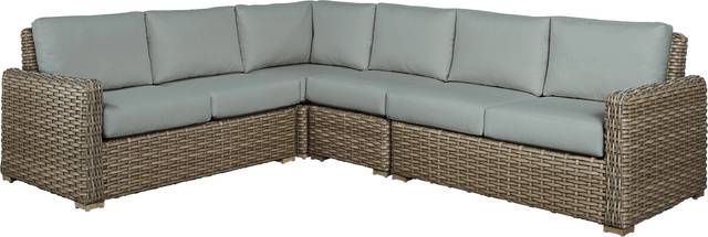 Siesta Key Driftwood 5 Pc Outdoor Seating Set with Moss Cushions - Thumbnail - Image 3