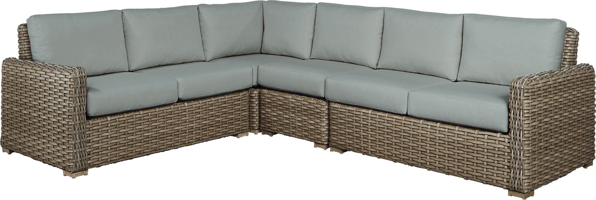 Siesta Key Driftwood 5 Pc Outdoor Seating Set with Moss Cushions - Image 3
