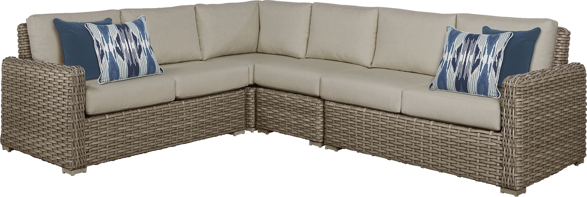 Siesta Key Driftwood 4 Pc Outdoor Sectional with Pebble Cushions - Image 1