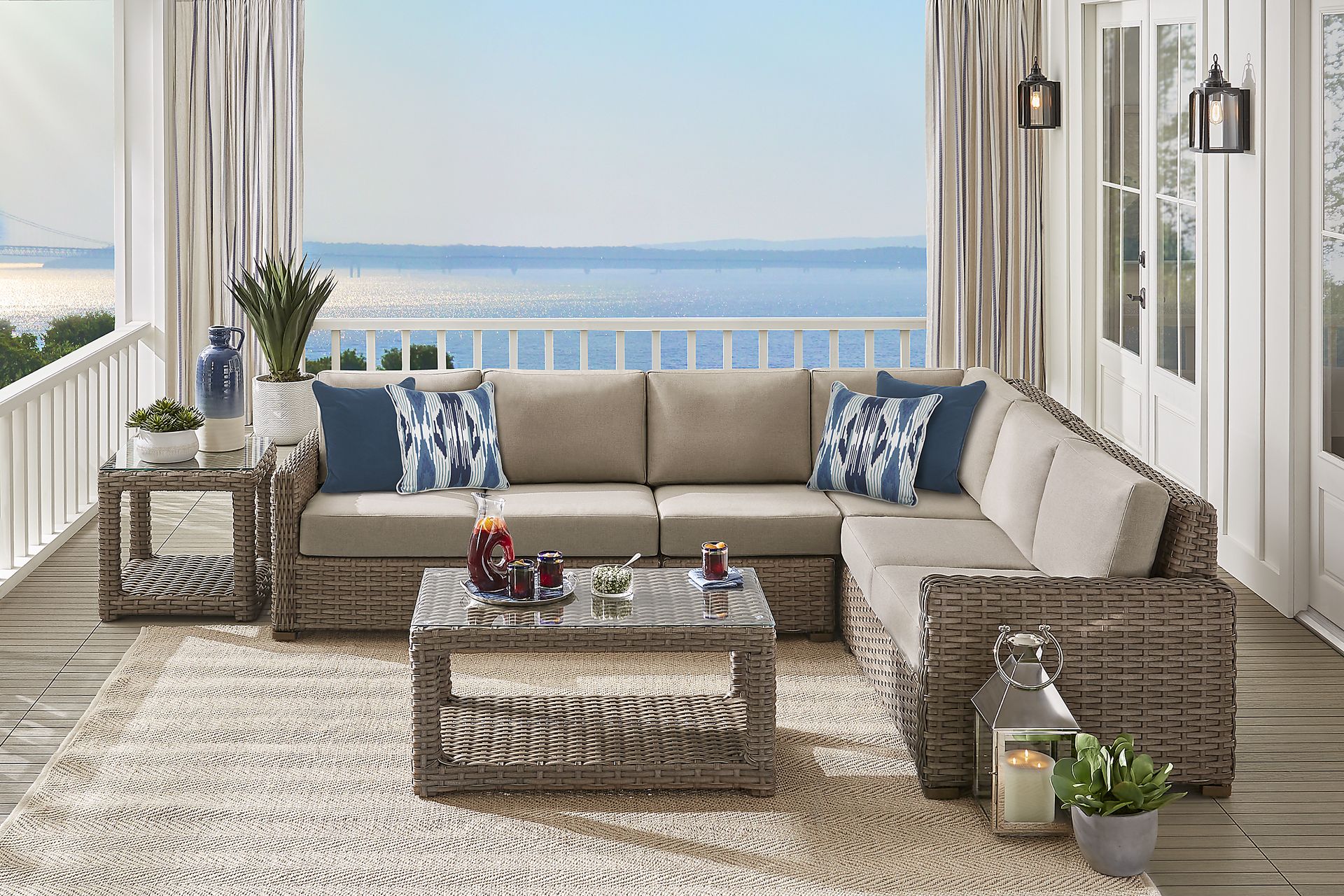 Siesta Key Driftwood 4 Pc Outdoor Sectional with Sand Cushions - Image 2