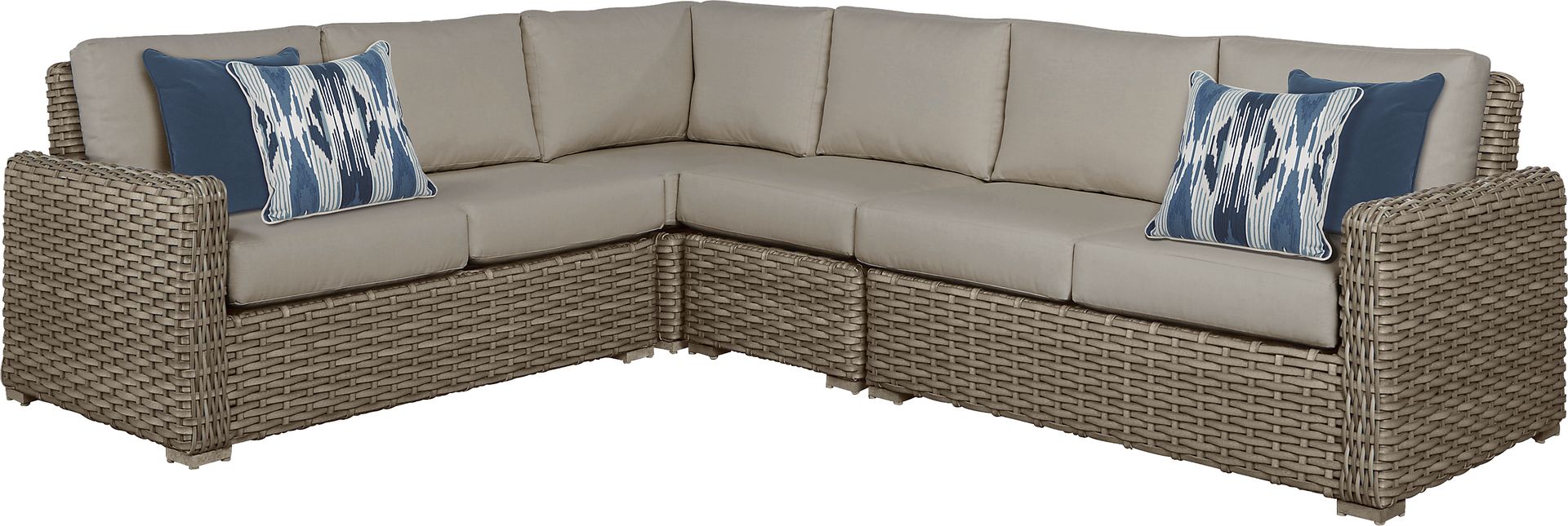 Siesta Key Driftwood 4 Pc Outdoor Sectional with Sand Cushions - Image 1