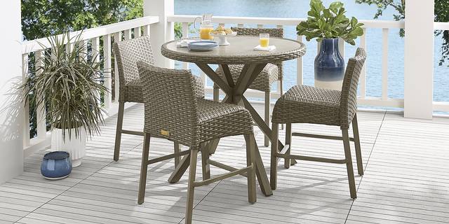 Siesta Key Driftwood 40 in. Round Outdoor Balcony Height Dining Table - Thumbnail - Image 2