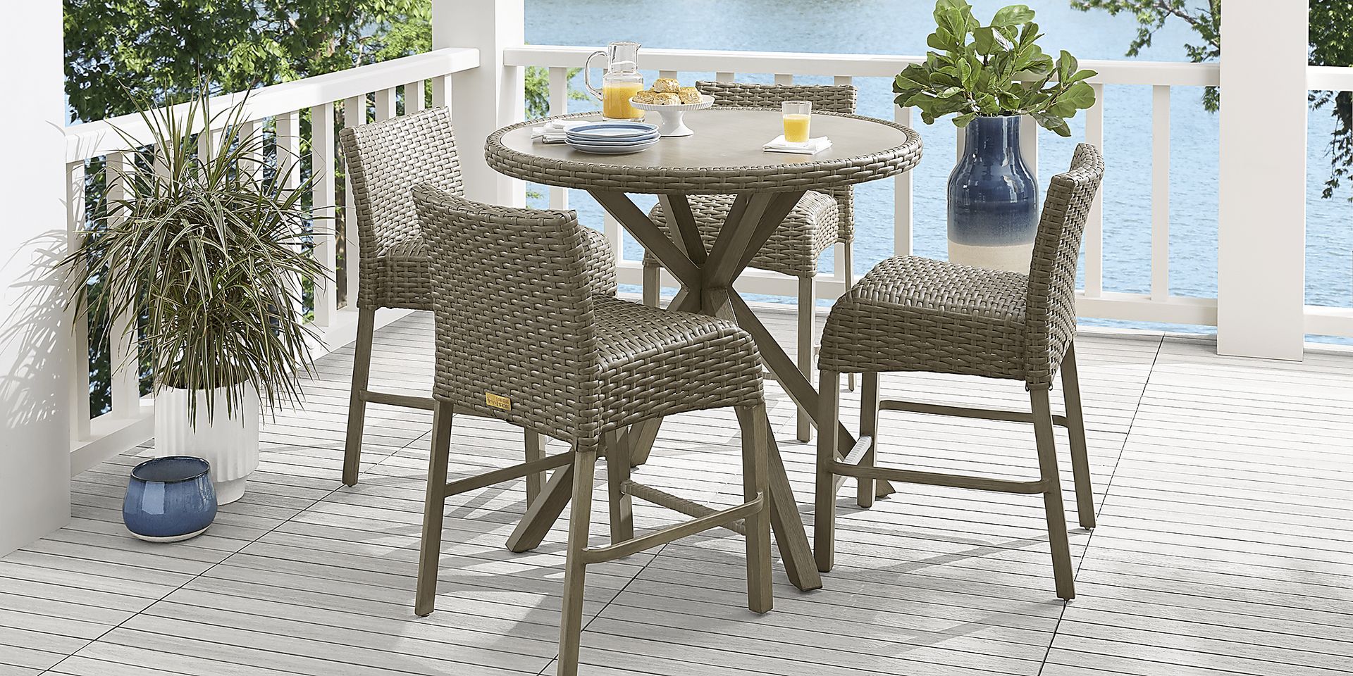Siesta Key Driftwood 40 in. Round Outdoor Balcony Height Dining Table - Image 2