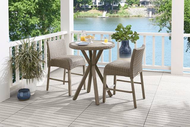 Siesta Key Driftwood 5 Pc 40 in. Round Bar Height Outdoor Dining Set - Thumbnail - Image 1