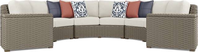 Siesta Key Driftwood 5 Pc Outdoor Curved Sectional with Desert Cushions - Thumbnail - Image 3